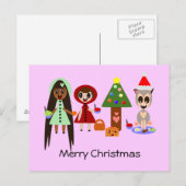 Roodkapje, Rapunzel op het kerstfeest Feestdagenkaart (Voorkant / Achterkant)