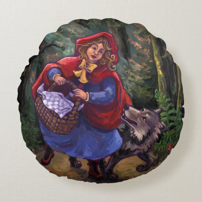 Roodkapje Rond Kussen (Voorkant)