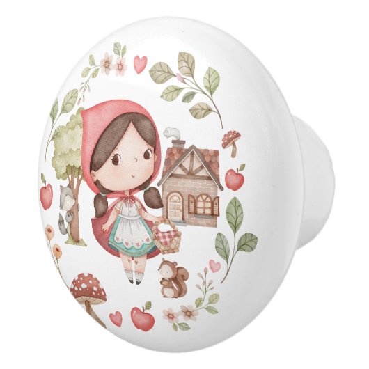 Roodkapje Schattig Whimsical Keramische Knop (Rechts)