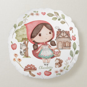 Roodkapje Schattig Whimsisch Rond Kussen