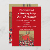 Roodkapje verjaartag pakt bloemen kaart (Voorkant / Achterkant)