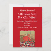 Roodkapje verjaartag pakt bloemen kaart (Voorkant)