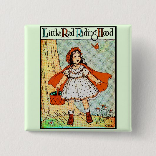 Roodkapje Vierkante Button 5,1 Cm (Voorkant)