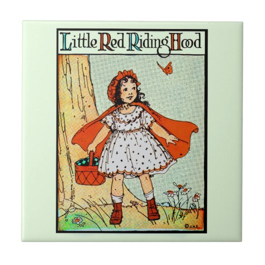 Roodkapje Vintage Mooie Tegeltje (Voorkant)