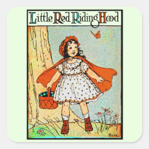 Roodkapje Vintage Mooie Vierkante Sticker