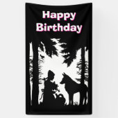 Roodkapje Wolf Bos Zwart Wit Verjaardag Spandoek (Verticaal)