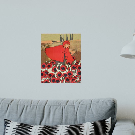 Roodkapje Wolf Klaprozen Vintage Poster
