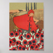 Roodkapje Wolf Klaprozen Vintage Poster (Voorkant)