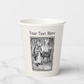 Roodkapje Wolf Tekenbos Zwart Lijst Papieren Bekers (Achterkant)