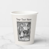 Roodkapje Wolf Tekenbos Zwart Lijst Papieren Bekers (Voorkant)