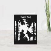 Roodkapje Wolf Zwart Wit in het Bos Bedankkaart (Voorkant)