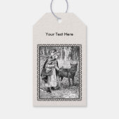 Roodkapje Wolf Zwart Wit Tekening ingelijst Cadeaulabel (Achterkant)