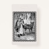 Roodkapje Zwart Wit Illustratie Lijst Badge (Achterkant)