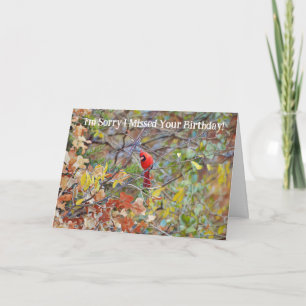 Roodkardinaal Bird Belated Missance Kaart