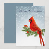 Roodkardinaal gevelhebber kerstfeest feestdagenkaart (Voorkant / Achterkant)
