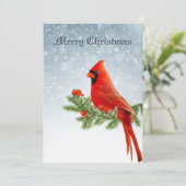 Roodkardinaal gevelhebber kerstfeest feestdagenkaart (Staand voorkant)