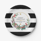 Roodkardinaal kerstfeest met moderne waterverven papieren bordje (Voorkant)