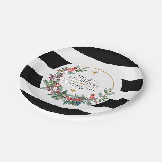 Roodkardinaal kerstfeest met moderne waterverven papieren bordje (Gekanteld)