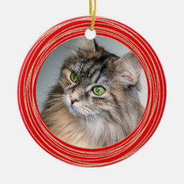 Roodkat-fotogedenkaarten personaliseren keramisch ornament