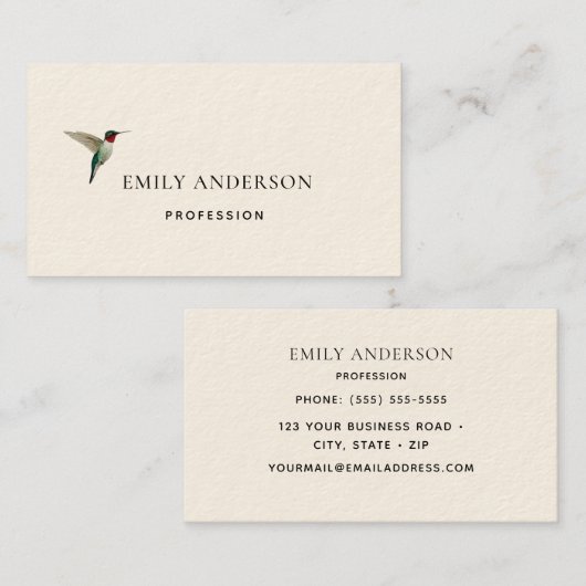 Roodkeelvogel  visitekaartje (Voorkant / Achterkant)