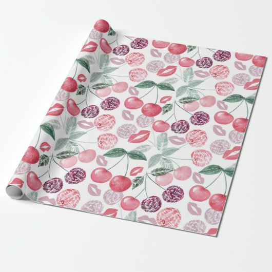 Roodkerbes, stijlvol cadeaupapier (Uitgerold)