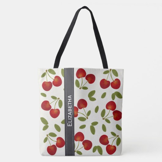 Roodkersen fruitpatronen tote bag (Voorkant)