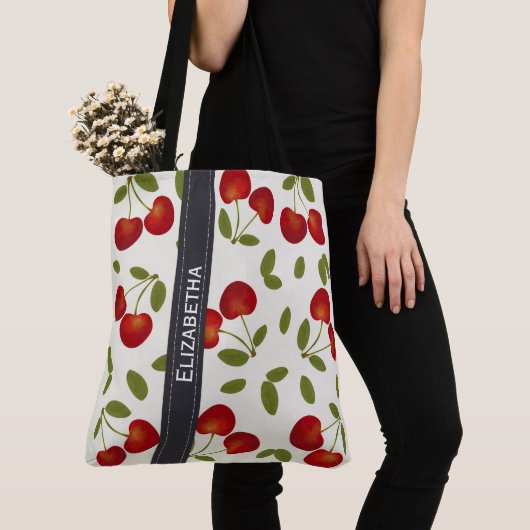 Roodkersen fruitpatronen tote bag (Dichtbij)