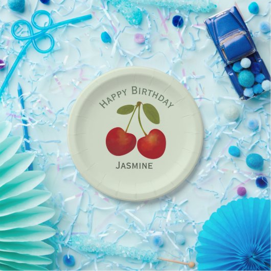 Roodkersen, gefeliciteerd papieren bordje (Feest)