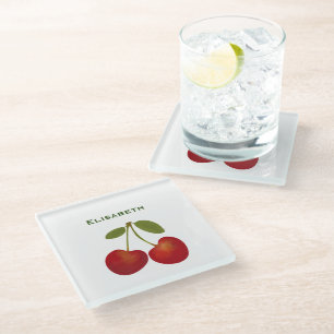 Roodkersen op maat glazen onderzetter