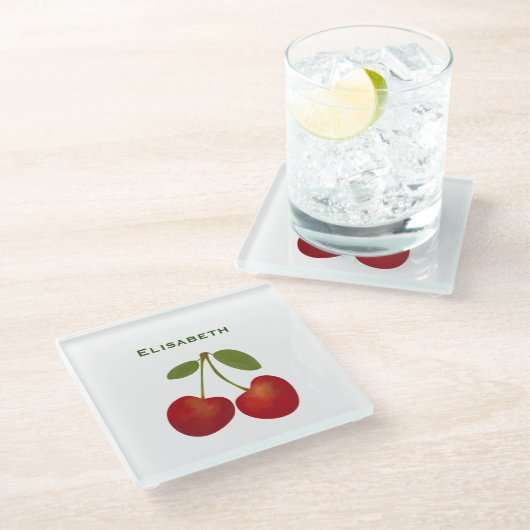 Roodkersen op maat glazen onderzetter (Schuin)