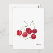 Roodkersen waterverf-voedingsmiddelen vegaan briefkaart (Voorkant / Achterkant)