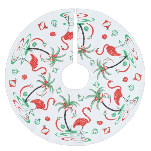 Roodkerst Flamingo Baubles boomrok Kerstboom Rok (Voorkant)