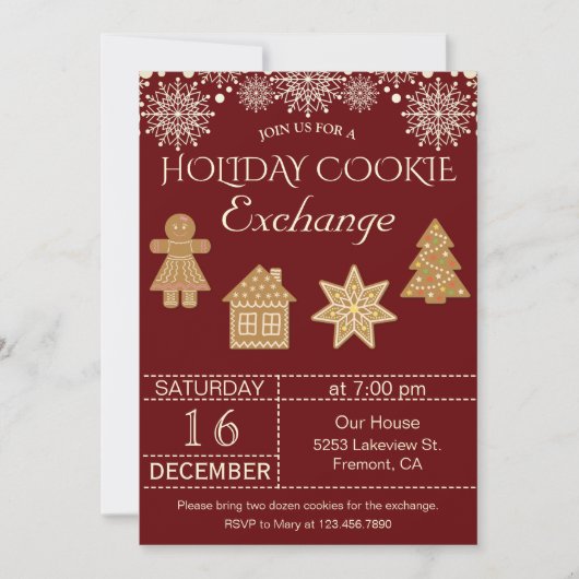 Roodkerst Uitnodiging van de Uitwisseling van Koek (Voorkant)