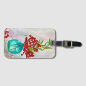 Roodkerstaven waterverf fijne kunst bagagelabel (Voorkant (horizontaal))