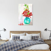 Roodkerstaven waterverf fijne kunst canvas afdruk (Insitu (Slaapkamer))