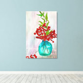 Roodkerstaven waterverf fijne kunst canvas afdruk (Insitu (Houten vloer))