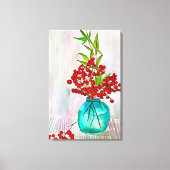 Roodkerstaven waterverf fijne kunst canvas afdruk (Voorkant)