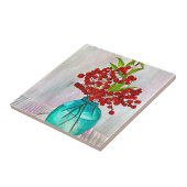 Roodkerstaven waterverf fijne kunst tegeltje (Zijkant)