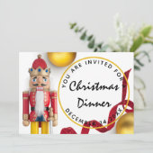 Roodkerstavond Dinner White Gold Nutcracker Kaart (Staand voorkant)