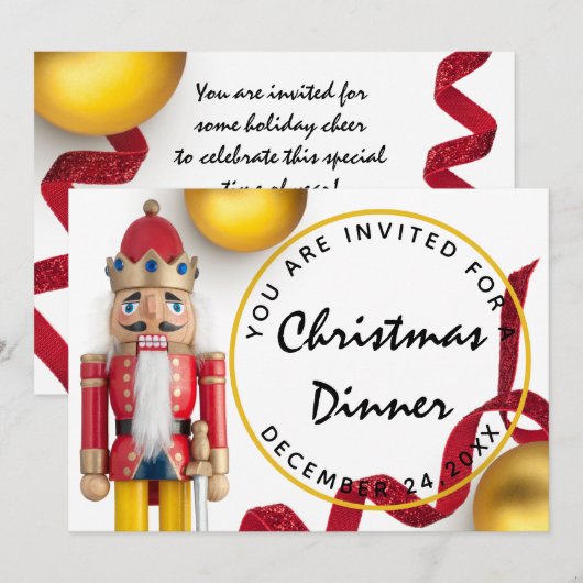 Roodkerstavond Dinner White Gold Nutcracker Kaart (Voorkant / Achterkant)