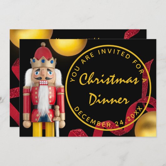 Roodkerstavond Dinner White Gold Nutcracker Kaart (Voorkant / Achterkant)