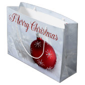 Roodkerstbal Snowflakes Holiday Groot Cadeauzakje (Achterkant Gekanteld)