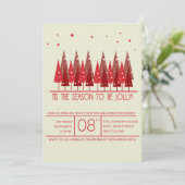 Roodkerstbomen Vakantie/kerstfeest Uitnodiging (Staand voorkant)