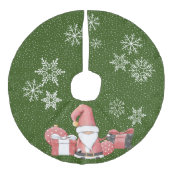 Roodkerstboom met Gifts Faux Linen Tree Skirt Imitatie Linnen Kerstboom Kleed (Voorkant)