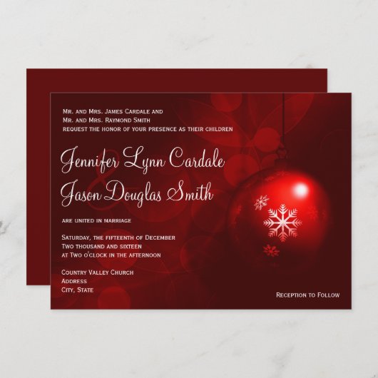 Roodkerstfeestdag uitnodiging voor feestelijke fee (Voorkant / Achterkant)