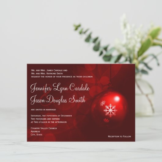 Roodkerstfeestdag uitnodiging voor feestelijke fee (Staand voorkant)