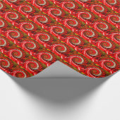 Roodkerstkralen feestkunst cadeaupapier (Hoek)