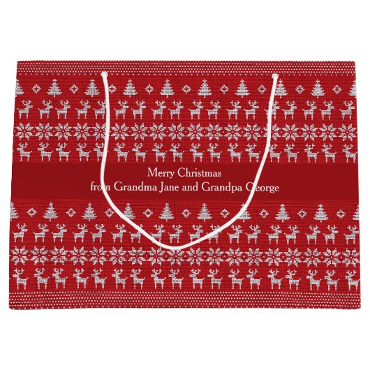 Roodkerstrenrendierentuin gepersonaliseerde Retro- Groot Cadeauzakje (Voorkant)