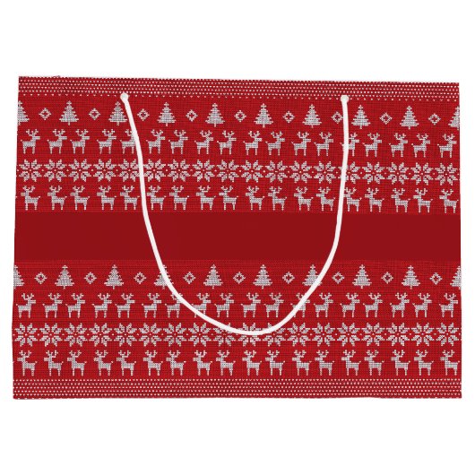 Roodkerstrenrendierentuin gepersonaliseerde Retro- Groot Cadeauzakje (Achterkant)