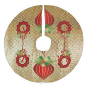 Roodkerstversiering Boomrokken Imitatie Linnen Kerstboom Kleed (Voorkant)